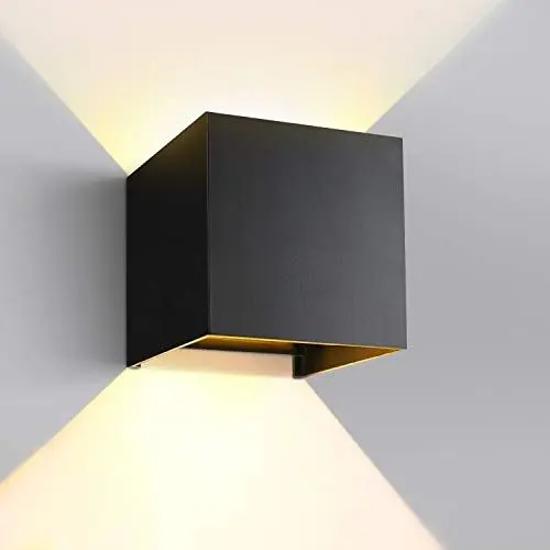 Produktbild: GHB 7W LED Wandleuchte Wandlampe Warmweiß mit verstellbarem Abstrahlwinkel Design Wasserdicht IP 65 2700K Schwarz