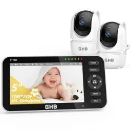 Produktbild: GHB Babyphone mit 2 Kameras 5 Zoll 720P HD IPS-Display Babyphone Kamera VOX-Modus Gegensprechen Nachtsicht Temperaturanzeige Modell 2023A2