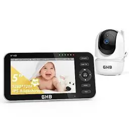 Produktbild: GHB Babyphone mit Kamera 5 Zoll 720P HD IPS-Display Babyphone Kamera VOX-Modus Gegensprechen Nachtsicht Temperaturanzeige Modell 2023