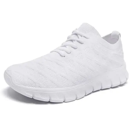 Produktbild: GHFKKB Laufschuhe Herren Turnschuhe Tennisschuhe Leichtgewichts Sneaker Tennisschuhe Fitness Joggingschuhe Trainingsschuhe Atmungsaktiv Sportschuhe Walking Schuhe-white-42