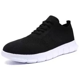 Produktbild: GHFKKB Turnschuhe Herren Atmungsaktive Sportschuhe Sommer Schuhe Laufschuhe Leichte Sneakers für Jogging Tennis Fitnessstudio Bequeme Hallenschuhe Freizeit Schnürhalbschuhe Schwarz 44