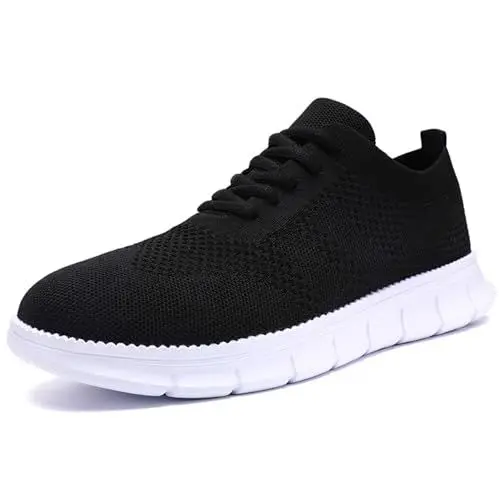 Produktbild: GHFKKB Turnschuhe Herren Atmungsaktive Sportschuhe Sommer Schuhe Laufschuhe Leichte Sneakers für Jogging Tennis Fitnessstudio Bequeme Hallenschuhe Freizeit Schnürhalbschuhe Schwarz 44