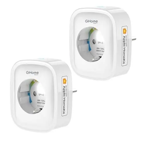 Produktbild: GHome Smart Steckdose mit Apple HomeKit, 16A HomeKit Steckdose mit APP Fernsteuerung und Sprachsteuerung, WLAN Steckdose 2er pack Kompatibel mit Siri oder Homepod,2,4 GHz (Nur Apple HomeKit), Weiß