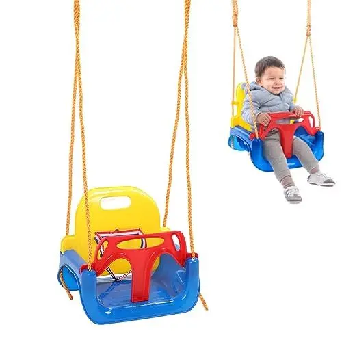 Produktbild: Ghzste 3 in 1 Schaukel Set Kleinkinder, Baby Kinderschaukel Garten/Innen/Außen, Schaukel mit hoher Rückenlehne, abnehmbares Kinderschaukel Set, Anti-Flip