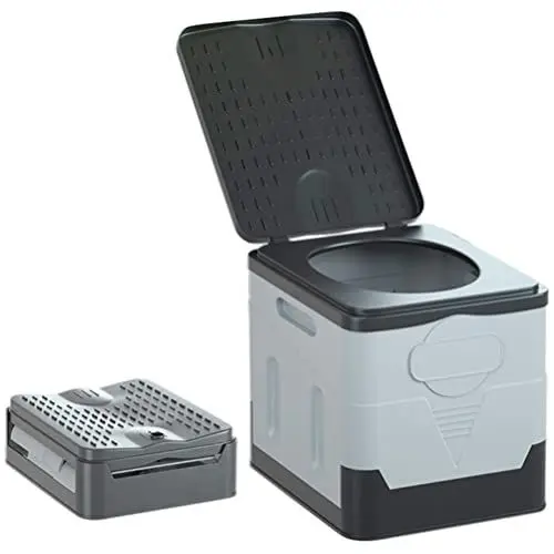 Produktbild: Tragbare Campingtoilette,Faltbare Outdoor-Nottoilette mit Deckel, Tragbares Töpfchen, Klapptoilette, Auto Reise WC, Wandern, Camping, Boot, Auto, Reisen(Grau)