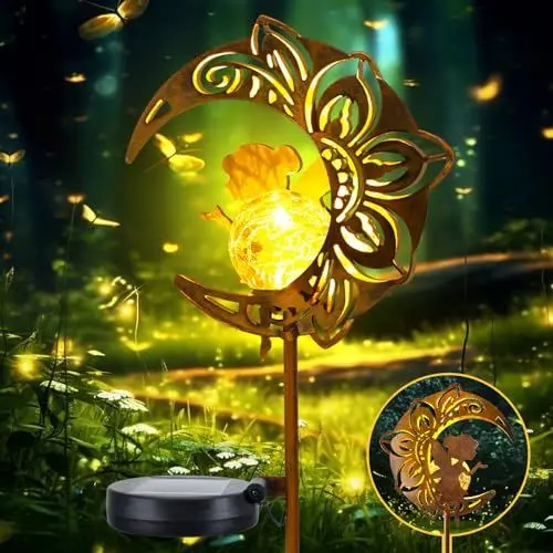 Produktbild: GIACOMO Mond Solarlampen für außen Garten, Feenweglicht für Außen Gartendeko Terassendeko, Garten Deko, Gartenleuchte wasserdichte Wegeleuchte, Solarleuchten für Außen Kugel (Feenkuss)