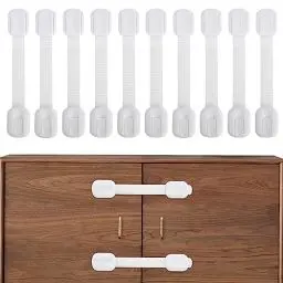 Produktbild: Giantzhong 10 Stück Kindersicherung Schrank Schubladen, Baby Schranksicherung Schubladensicherung Schrankschloss für Tür Türsicherung mit 3M Starker Kleber ohne Bohren, Einstellbare Länge, Weiß