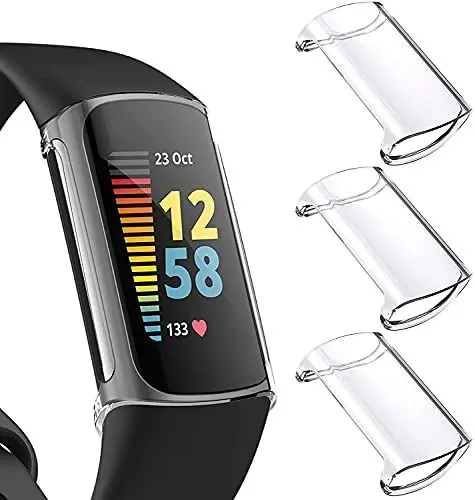 Produktbild: Giaogor Schutzhülle Kompatibel mit Fitbit Charge 5, Flexibles TPU Vollschutz mit Displayschutzfolie Kratzfest Displayschutz Schutz Hülle Für Fitbit Charge 5 Tracker (transparent * 3)