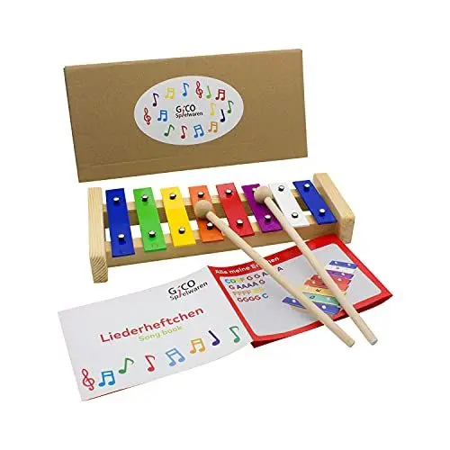Produktbild: Xylophon Holz Musik Glockenspiel Musikinstrument für Kinder Mädchen Jungen mit 2 Schlägel Buntes Xylophon- 3811