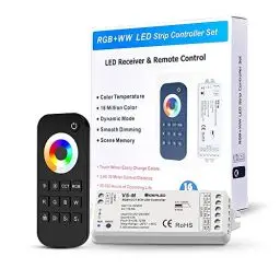 Produktbild: GIDEALED 2.4G Wireless 5 in 1 LED Streifen Controller mit RF Fernbedienung,Dimmen 5 Kanal RGBWW LED Controller für CCT RGB RGBW RGBCCT und 5 Weiße Lichtstreifen DC12-24V