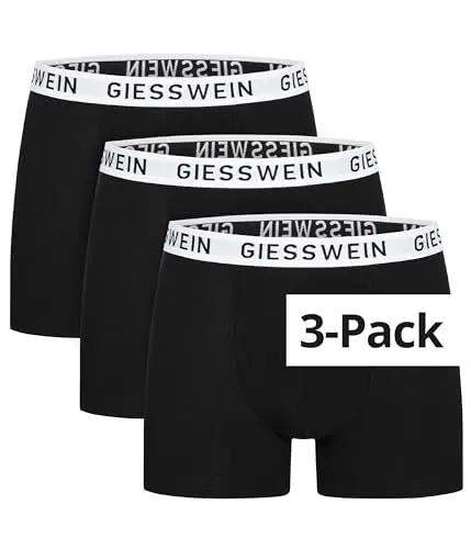 Produktbild: GIESSWEIN Boxershorts Herren - Bio Baumwoll Unterhosen Männer 3er Pack, ohne Etikett und extra weicher Stoff, Unterwäsche für Herren, Men’s Boxers Größen S-3XL
