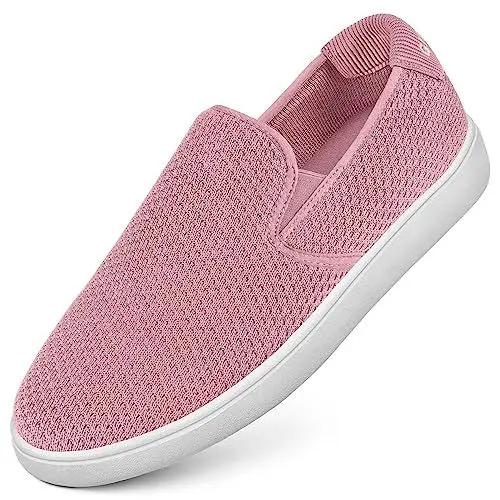 Produktbild: GIESSWEIN Wood Slip On Sneakers Damen Bootsschuhe - Bequeme Slipper - Ballerinas Damen sportlich - Stoffschuhe Sommer - Stoff-Turnschuhe - Loafer, Dusty Pink, 41 EU