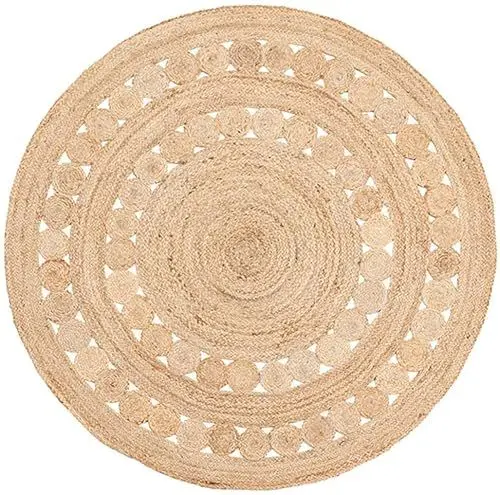 Produktbild: Gifiie Jute Teppich, handgewebt aus 100% Jute – ideal für Wohnzimmer, Schlafzimmer und Flur, perfekt als dekoratives. (Natur-2, 180CM)