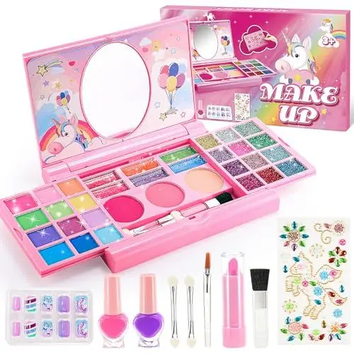 Produktbild: Gifitizi Schminkkoffer Mädchen, Kinderschminke Set Schminke Kinder Mädchen Geschenke 3 4 5 6 7 8 9 10 Jahre, Waschbar Kinder Schminkset Mädche Spielzeug 3-12 Jahre Geburtstagsgeschenk Make up Set
