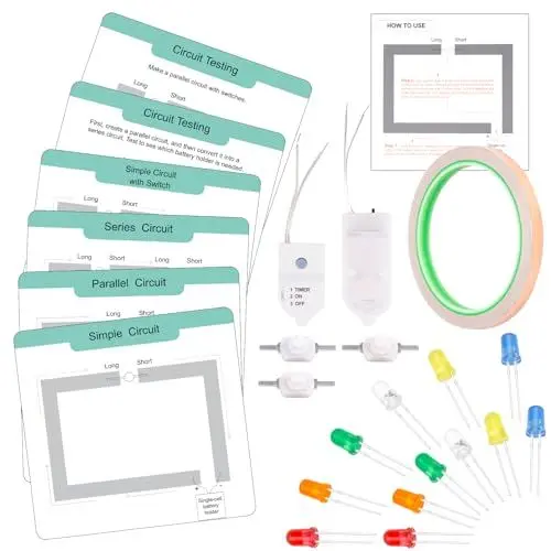 Produktbild: GiftAmaz Papier Elektronik Schaltungen Set für Kinder ab 8 9 10 11 12, STEM Wissenschaft Spielzeug, Stromkreis Bausatz Kinder, Physik Experimentierkasten Bausatz für Geschenke Jungen Mädchen