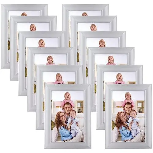 Produktbild: Giftgarden 12 Stück Bilderrahmen 10x15 cm Silber für 15x10 Fotos, Fotorahmen Collage Set mit Plexiglas, Wand- oder Tischaufsteller