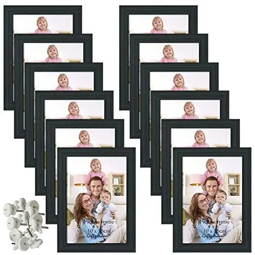 Produktbild: Giftgarden 12 Stück Bilderrahmen Set 10x15 cm für 15x10 Fotos und Bilder, Schwarz Fotorahmen Collage, Wand- oder Tischaufsteller - Geschenk Freund