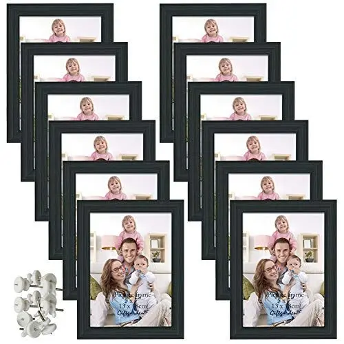Produktbild: Giftgarden 12 Stück Bilderrahmen Set 13x18 cm für 18x13 Fotos und Bilder, Schwarz Fotorahmen Collage, Wand- oder Tischaufsteller - Geschenk Freund