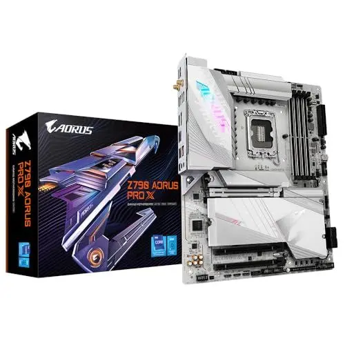 Produktbild: GIGABYTE Z790 AORUS PRO X Motherboard - Unterstützt Intel 14. Generation CPUs, 18+1+2 Phasen VRM, bis zu 8266MHz DDR5 (OC), 1xPCIe 5.0 + 4xPCIe 4.0 M.2, Wi-Fi 7, 5GbE LAN, USB 3.2 Gen 2x2