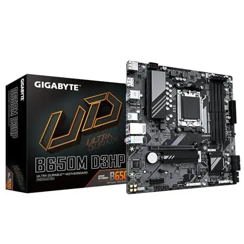 Produktbild: GIGABYTE B650M D3HP Mainboard - AMD Ryzen 9000er-Serie, 5+2+2 Phasen VRM, bis zu 7600 MHz DDR5 (OC), 2xPCIe 4.0 M.2, 2,5 GbE LAN, USB 3.2 Gen 1