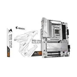 Produktbild: GIGABYTE B650 AORUS ELITE AX ICE Mainboard – Unterstützt AMD Ryzen 9000 CPUs, 12+2+2 Phasen digitales VRM, bis zu 8000 MHz DDR5 (OC), 1xPCIe 5.0 + 2xPCIe 4.0 M.2, Wi-Fi 6E, 2.5GbE LAN, USB 3.2 Gen 2x2