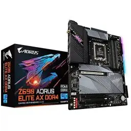 Produktbild: Gigabyte Z690 AORUS Elite AX ATX Motherboard - Supports 12th Gen Intel Core Processors (LGA 1700), 16+1+2 VRM Design, DDR5-6000(OC) Memory, Thermal Reactive Armor, 4X PCIe 4.0 M.2 & WIFI6 802.11ax