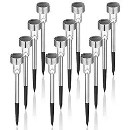 Produktbild: GIGALUMI Solarlampen für außen, LED Solarleuchten für Garten, 12 Stück aus Edelstahl wasserdichte Gartenbeleuchtung für außen Garten, Terrasse, Rasen, Wege (Weiß)