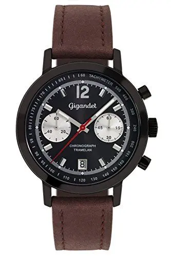 Produktbild: Gigandet Herren-Armbanduhr Chronograph Quarz Analog Leder Dunkelbraun Tramelan G10-003