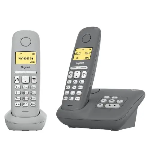 Produktbild: Gigaset A280A Duo - 2 DECT-Schnurlostelefone mit Anrufbeantworter für beste Kommunikation mit großem Grafik-Display, perfekter Audioqualität und Freisprechfunktion, Grey + Grey Medio