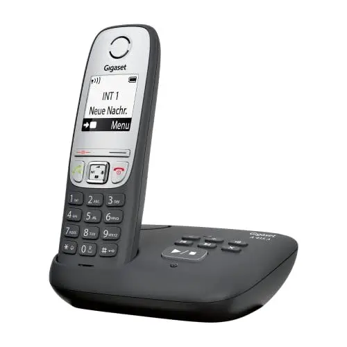 Produktbild: Gigaset A415A, Schnurloses Telefon DECT mit Anrufbeantworter, Freisprechfunktion, Kurzwahltasten, Telefonbuch mit 100 Einträgen, Kontrastreiches Grafik Display und leichter Bedienung, schwarz