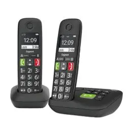 Produktbild: Gigaset E290A DUO - 2 Schnurlose Senioren DECT-Telefone mit Anrufbeantworter - große Tasten, Zielwahltasten für wichtige Nummern, Verstärker-Funktion für lautes Hören, schwarz (Deutsche Version)