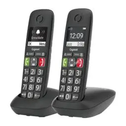 Produktbild: Gigaset E290 Duo - 2 Schnurlose Senioren-Telefone ohne Anrufbeantworter, große Tasten, Zielwahltasten für wichtige Nummern, Verstärker-Funktion für extra lautes Hören, schwarz (Deutsche Version)