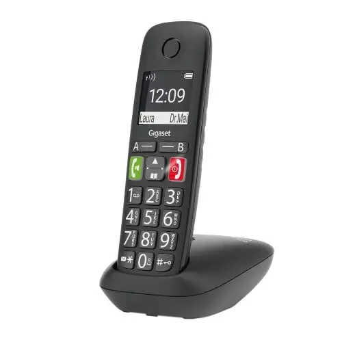 Produktbild: Gigaset E290 - Schnurloses Senioren-Telefon ohne Anrufbeantworter mit großen Tasten - Zielwahltasten für wichtige Nummern, Verstärker-Funktion für extra lautes Hören, schwarz (Deutsche Version)