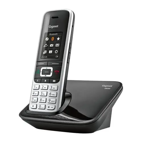 Produktbild: Gigaset S850 - Schnurloses Telefon ohne Anrufbeantworter - extragroßes Adressbuch - Headsetanschluss & Reichweitenwarnton - Freisprechfunktion - optisches Signal für entgangene Anrufe, platin-schwarz