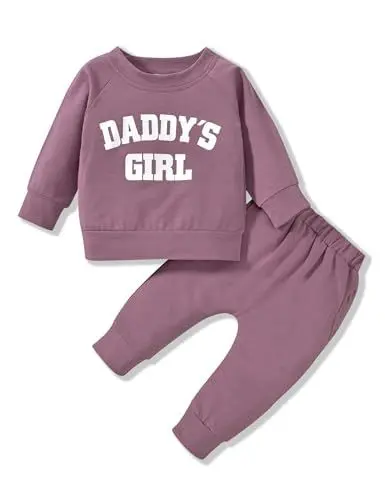 Produktbild: GiHaood Baby Mädchen Kleidung Neugeborenes Kleinkind Bequemes Lila Langarm 2-teiliges Hosenset Herbst Winter Outfit 18-24 Monate