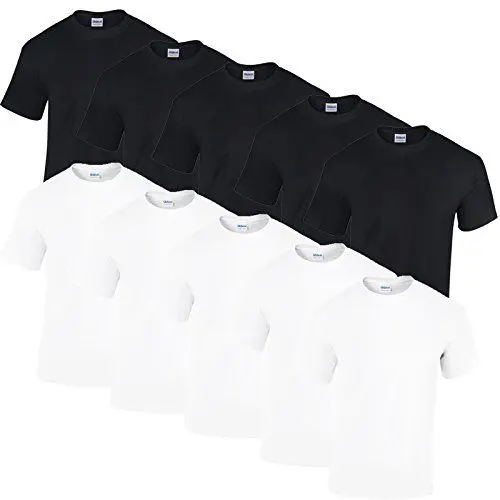 Produktbild: gildan 10 T Shirts Heavy Cotton M L XL XXL Diverse Farben auswählbar (3XL, 5weiss/5schwarz)