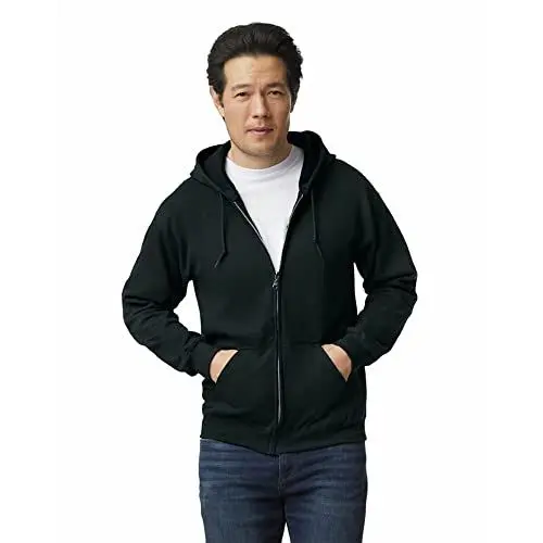 Produktbild: Gildan Unisex Kapuzensweatshirt aus Fleece mit Reißverschluss, Stil G18600 T-Shirt, Schwarz, XL