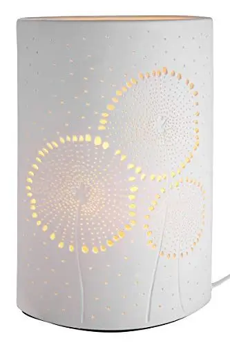 Produktbild: GILDE Deko Lampe Tischlame aus Porzellan - Ellipse „Pusteblume“, Höhe 28 cm