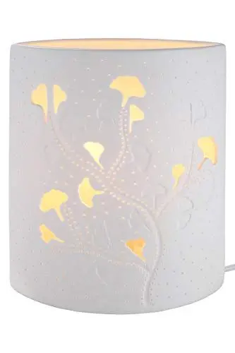 Produktbild: GILDE Lampe Tischlampe Dekolampe Ginkgo - Dekoration aus Porzellan mit Lochmuster Höhe 20 cm