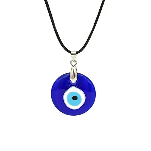 Produktbild: Gilieyer Blaues Türkisches Glas Leder Seil Evil Eye Halskette für Frauen Männer, Glücksschutz Amulett Anhänger Schmuck für Frauen Mädchen