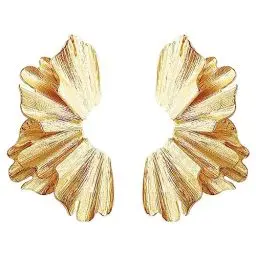 Produktbild: Gilieyer Statement Blumen Ohrringe, Gold Übertriebene Geometrische Ohrringe Silber Große Metallic Anhänger Ohrringe Geometrische Statement Blumen Ohrringe Schmuck (style2-gold)