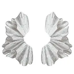 Produktbild: Gilieyer Statement Blumen Ohrringe, Gold Übertriebene Geometrische Ohrringe Silber Große Metallic Anhänger Ohrringe Geometrische Statement Blumen Ohrringe Schmuck (style2-silver)