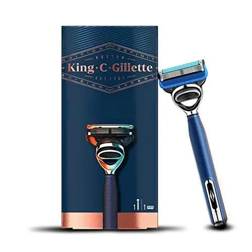 Produktbild: Gillette King C. Rasierer Herren mit Trimmer für Präzision, Bartrasierer + Rasierklinge, Marineblau