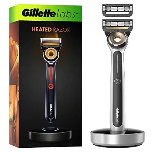Produktbild: Gillette Labs Heated Nassrasierer, Rasierer mit Reinigungs-Element, 1 Griff 2 Klingen, Geschenk für Männer, Premium-Magnetdock