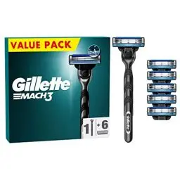Produktbild: Gillette Mach3 Nassrasierer Herren, Rasierer + 6 Rasierklingen mit 3-fach Klinge, Geschenk für Männer