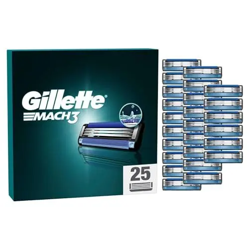 Produktbild: Gillette Mach3 Rasierer-Nachfüllpackungen für Männer, 3-Klingen-Rasierer, 25Ersatzklingen