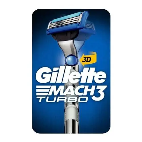 Produktbild: Gillette Mach3 Turbo 3D Rasierer Herren mit verbesserten Feuchtigkeitsstreifen, Rasierer + 1 Rasierklingen