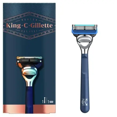 Produktbild: King C. Gillette Gillette Rasierer und Profilierer für Herren, Griff und Ersatz mit integriertem Präzisionstrimmer und Premium-Griff, 50 g