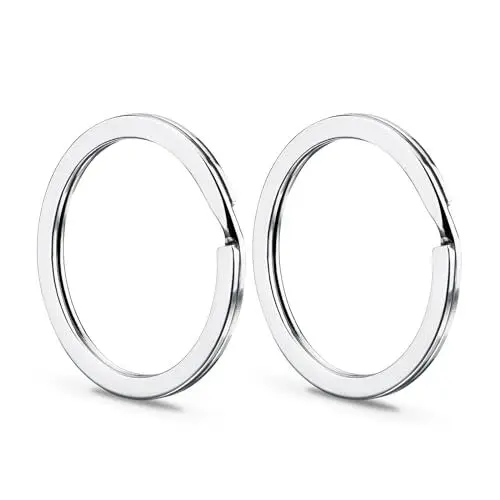 Produktbild: Gimars 25cm Schlüsselringe edelstahl 316 silver keyring Flache Schlüsselanhänger, Split schlüssel ringe DIY (20 pcs)