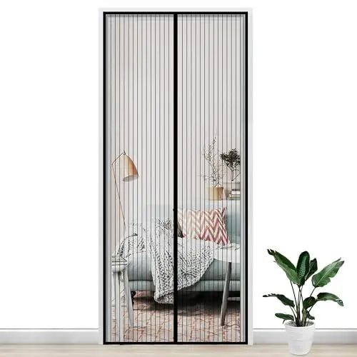 Produktbild: Gimars Magnet Fliegengitter Tür Fenstergitter Insektenschutz Tür 90 * 210cm Magnetvorhang Fliegennetz Moskitonetz für Balkontür Kellertür Wohnzimmer Terrassentür Fliegenschutz ohne Bohren (Schwarz)